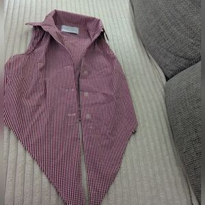 Red and White Checkered Sleeveless Shirt